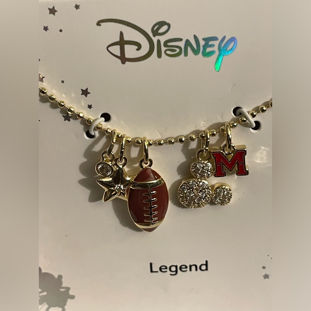 Disney Necklace,Mickey Mouse necklace,Disney Gold and Red Charm Necklace - Picture 5 of 8
